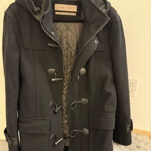Zara Men's Black Toggle Coat